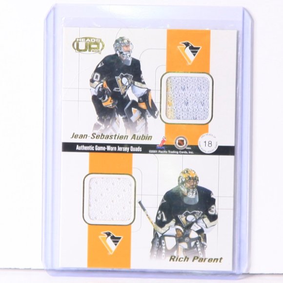 Heads Up 2002 Jersey Card - 4 Pittsburgh Penguin Players - Kovalev, Straka..... - Picture 2 of 2